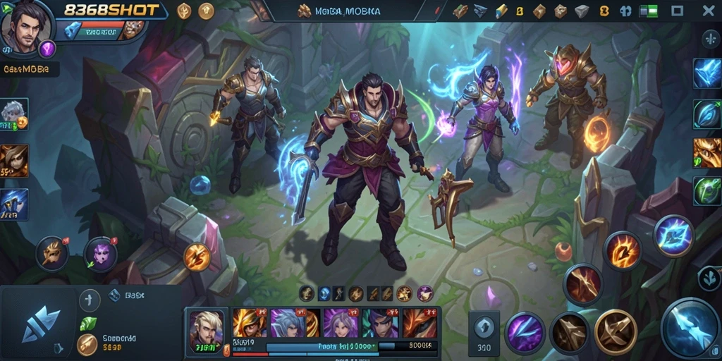 Screenshot gameplay 8368SLOT yang menampilkan pertempuran seru di peta MOBA.
