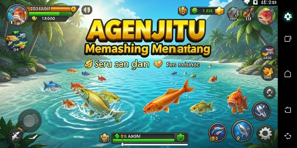 Tampilan permainan AGENJITU dengan aksi memancing yang mendebarkan.