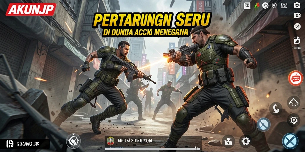 Tampilan mendebarkan gameplay AKUNJP di arena pertarungan.