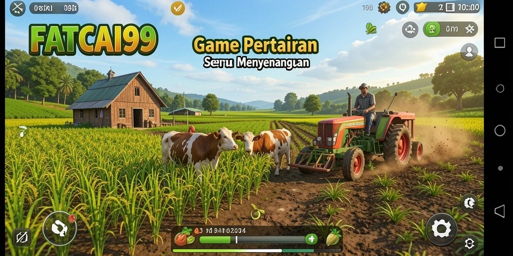 Screenshot gameplay FATCAI99 menunjukkan aktivitas pertanian yang seru dan menyenangkan.