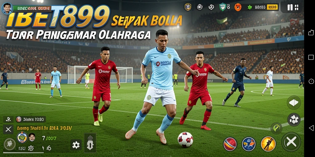 Tampilan screenshot IBET899 menampilkan aksi seru di lapangan sepak bola.