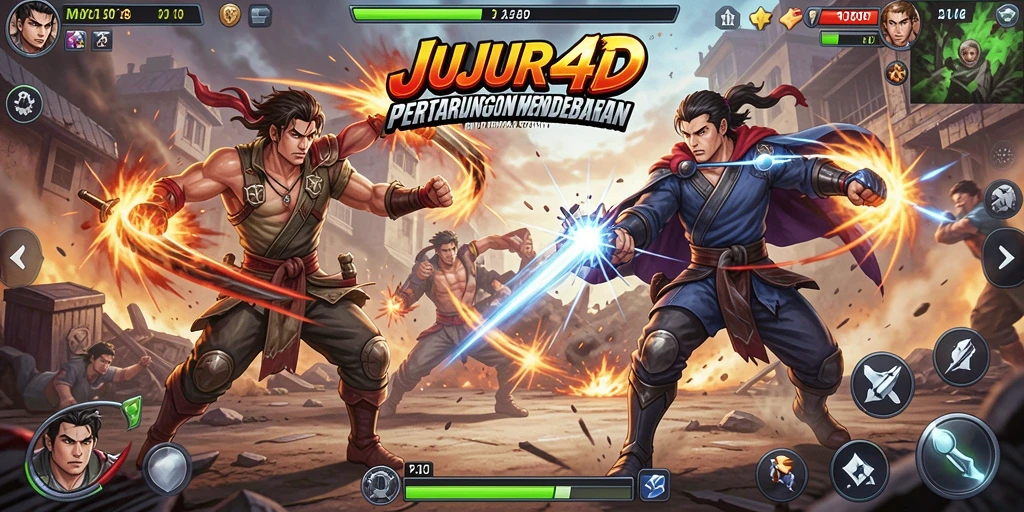 Tangkapan layar JUJUR4D menampilkan aksi pertarungan yang intens dan menegangkan.