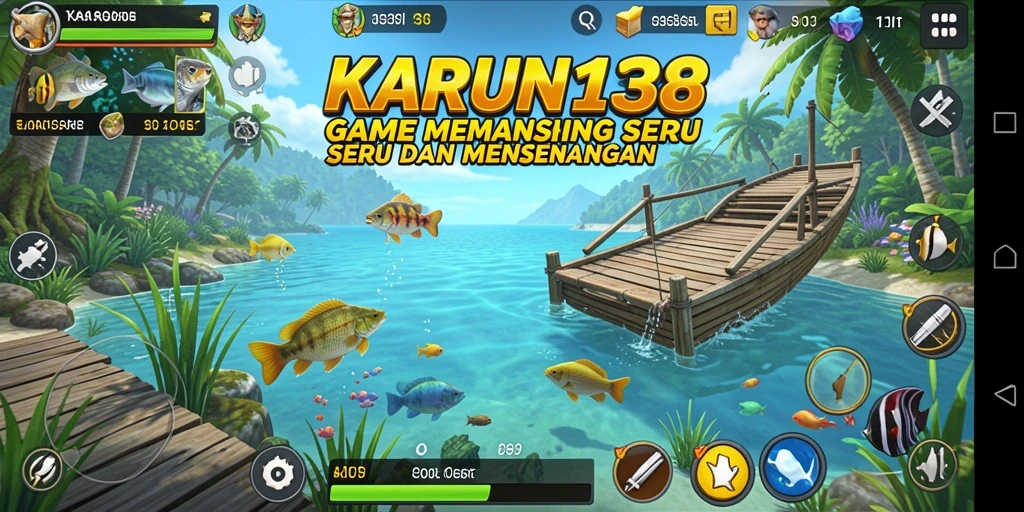 Screenshot gameplay KARUN138 menunjukkan aksi memancing yang seru.