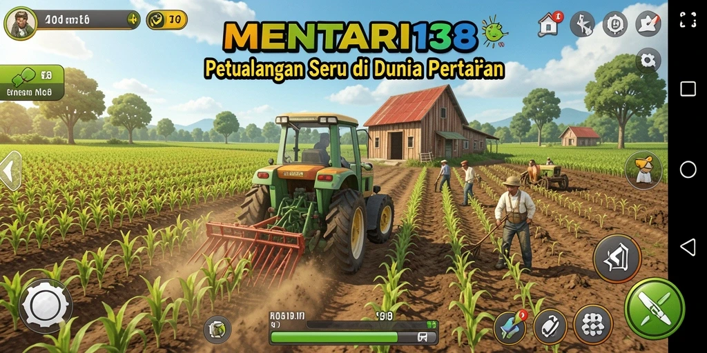 Screenshot gameplay MENTARI138 yang menampilkan aktivitas bertani dan merawat hewan.