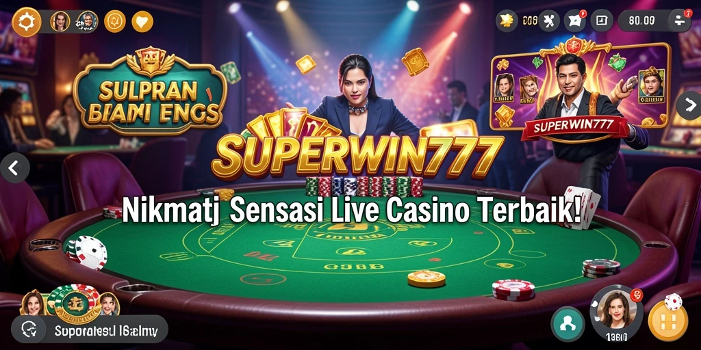 Screenshot utama SUPERWIN777 menampilkan dealer langsung dan permainan yang mendebarkan.