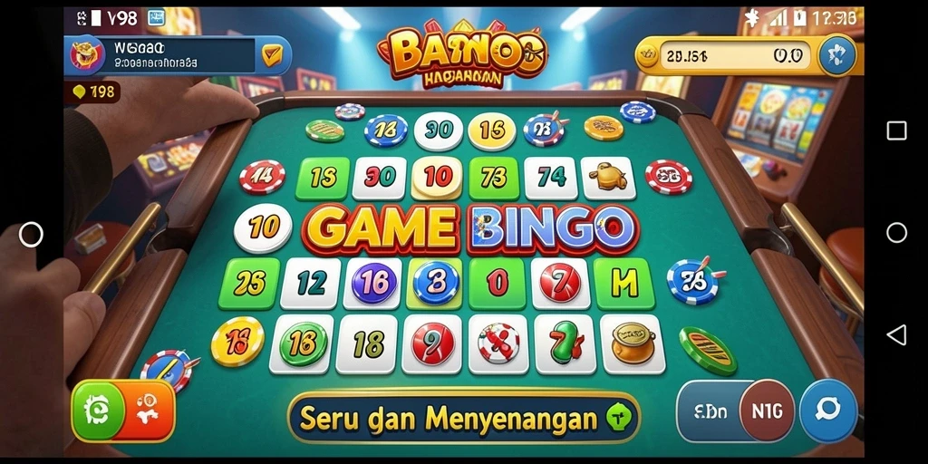 Tampilan gameplay Bingo di V98 yang seru dan interaktif.