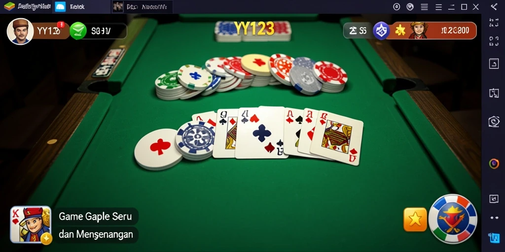 Gameplay seru Gaple di YY123 dengan teman-teman.